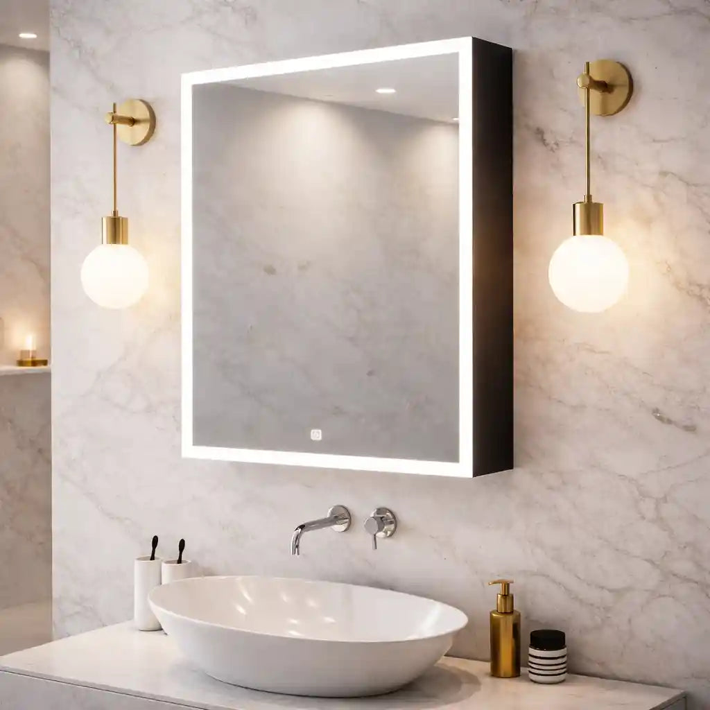 Wall Mounted Bathroom Mirror Cabinet with LED Light