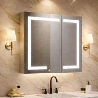 Wall Mounted LED Mirror Cabinet with Bold Corner Lighting