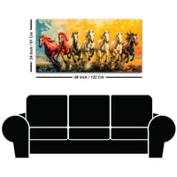 Watercolor Art of Seven Running Horses Wall Painting