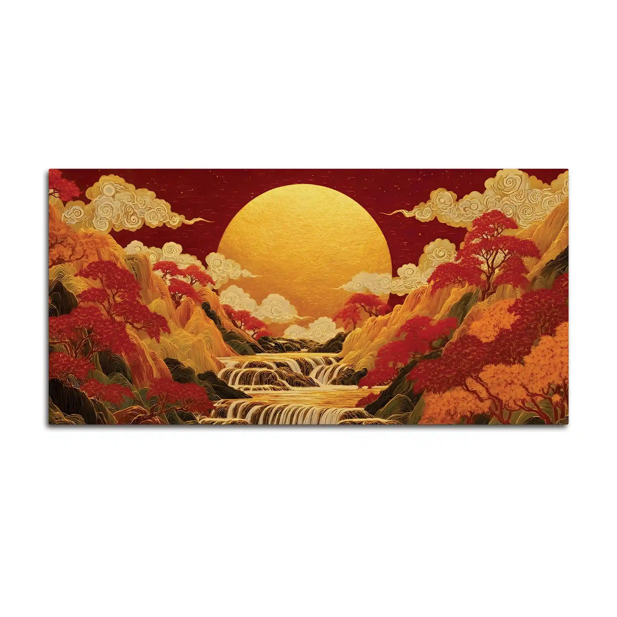 Waterfall Mountain Abstract Canvas Wall Painting for Living Room