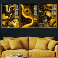 Whispers of the Divine Flute Acrylic Floating Frame Wall Painting Set of 3