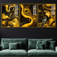 Whispers of the Divine Flute Acrylic Floating Frame Wall Painting Set of 3