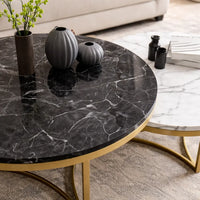 White &  Black Cisco Marble Nesting Table Set of 2