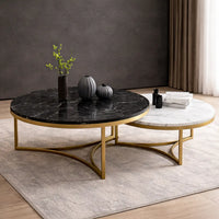 White &  Black Cisco Marble Nesting Table Set of 2