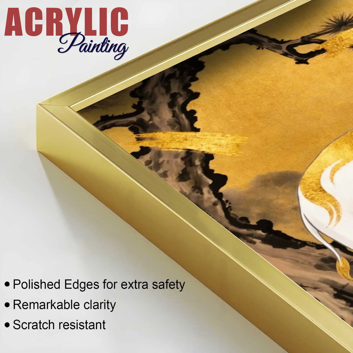 White Elephant Horse & Deer Floating Acrylic Wall Painting Set of 3