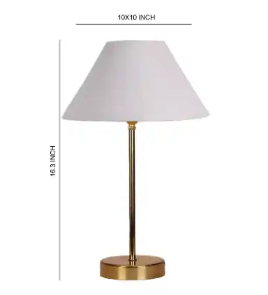 White Solid Traditional Bedside Table Lamp with Golden Finish Base
