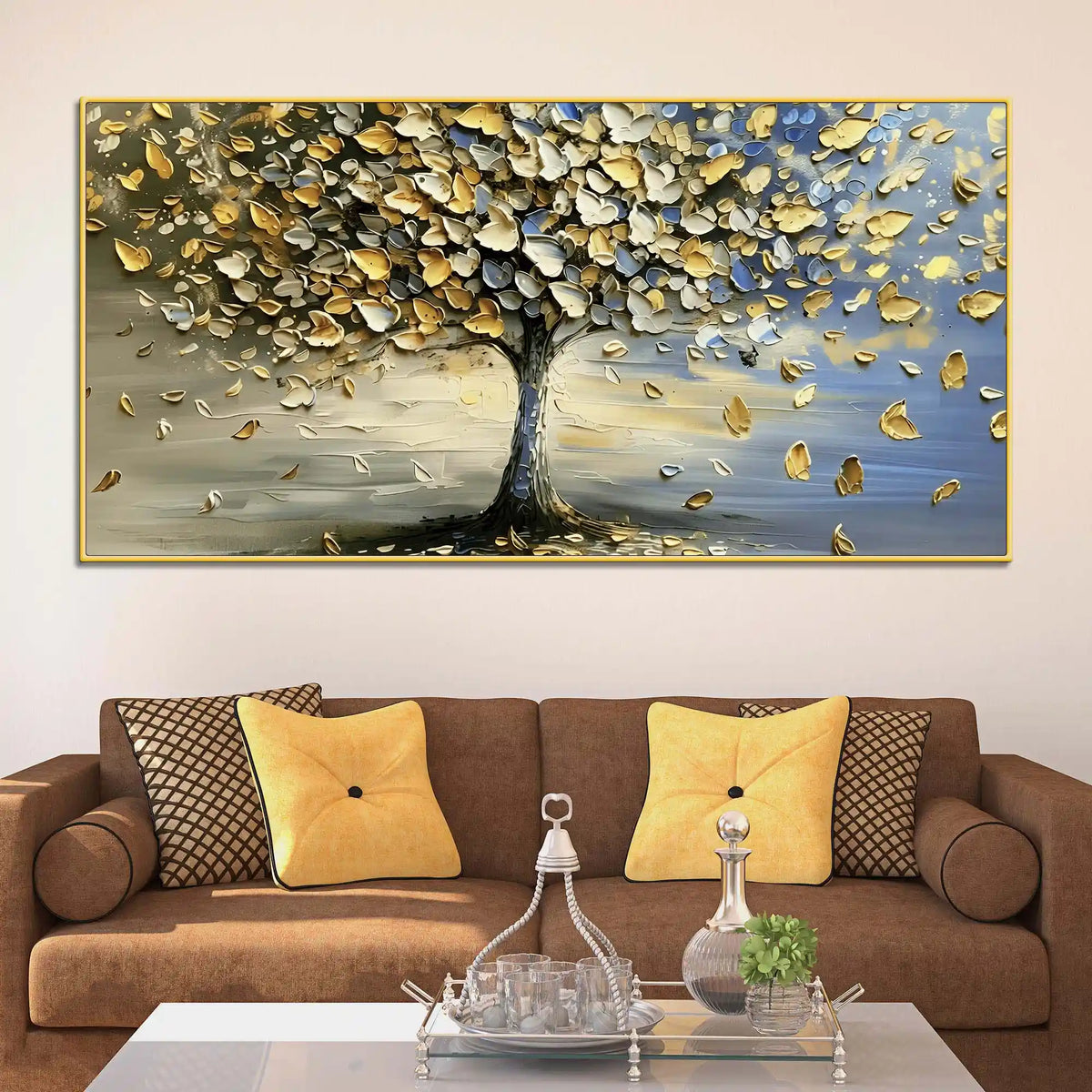 Wide Abstract Tree Canvas Painting for Wall Art Decoration