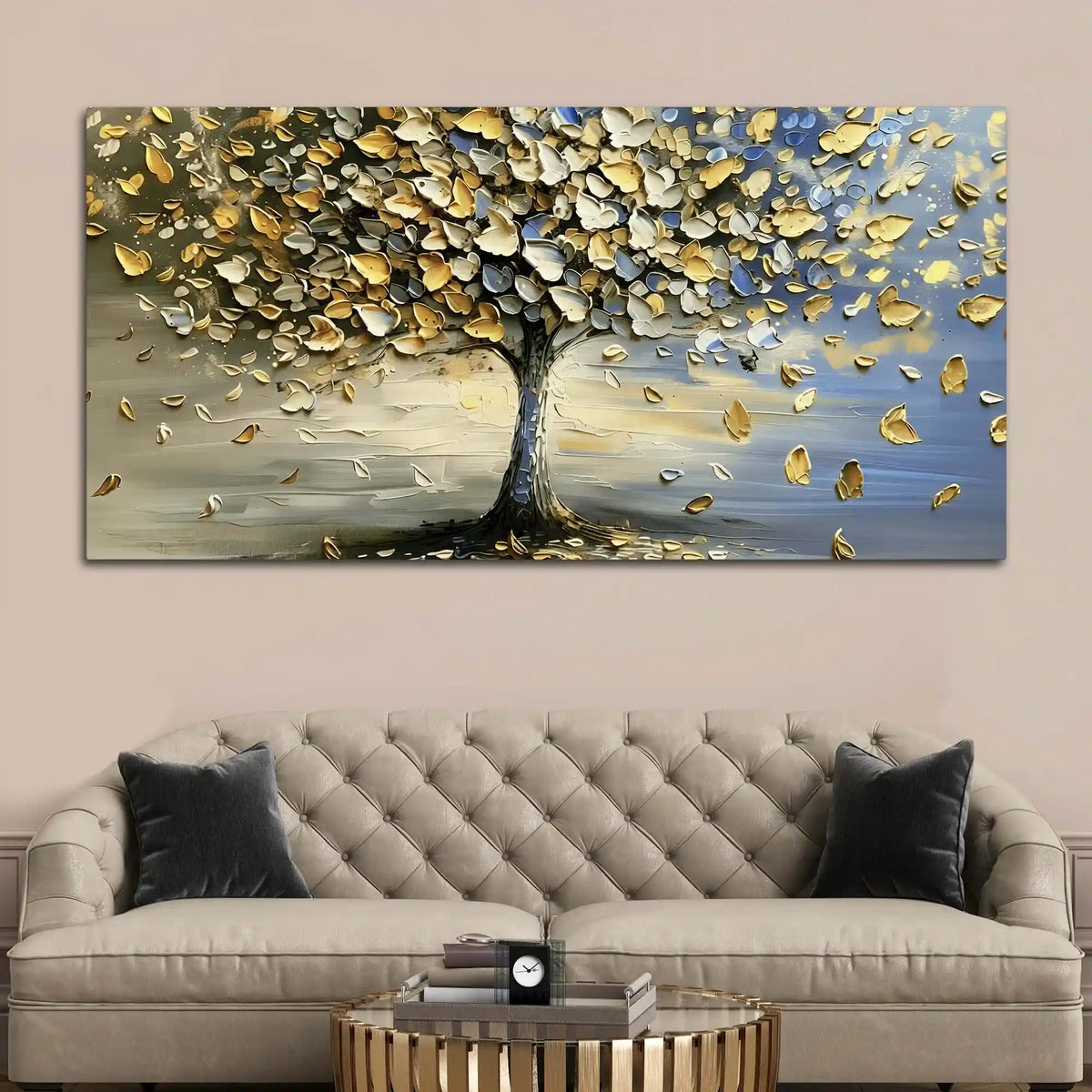Wide Abstract Tree Canvas Painting for Wall Art Decoration