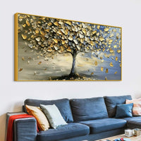Wide Abstract Tree Canvas Painting for Wall Art Decoration