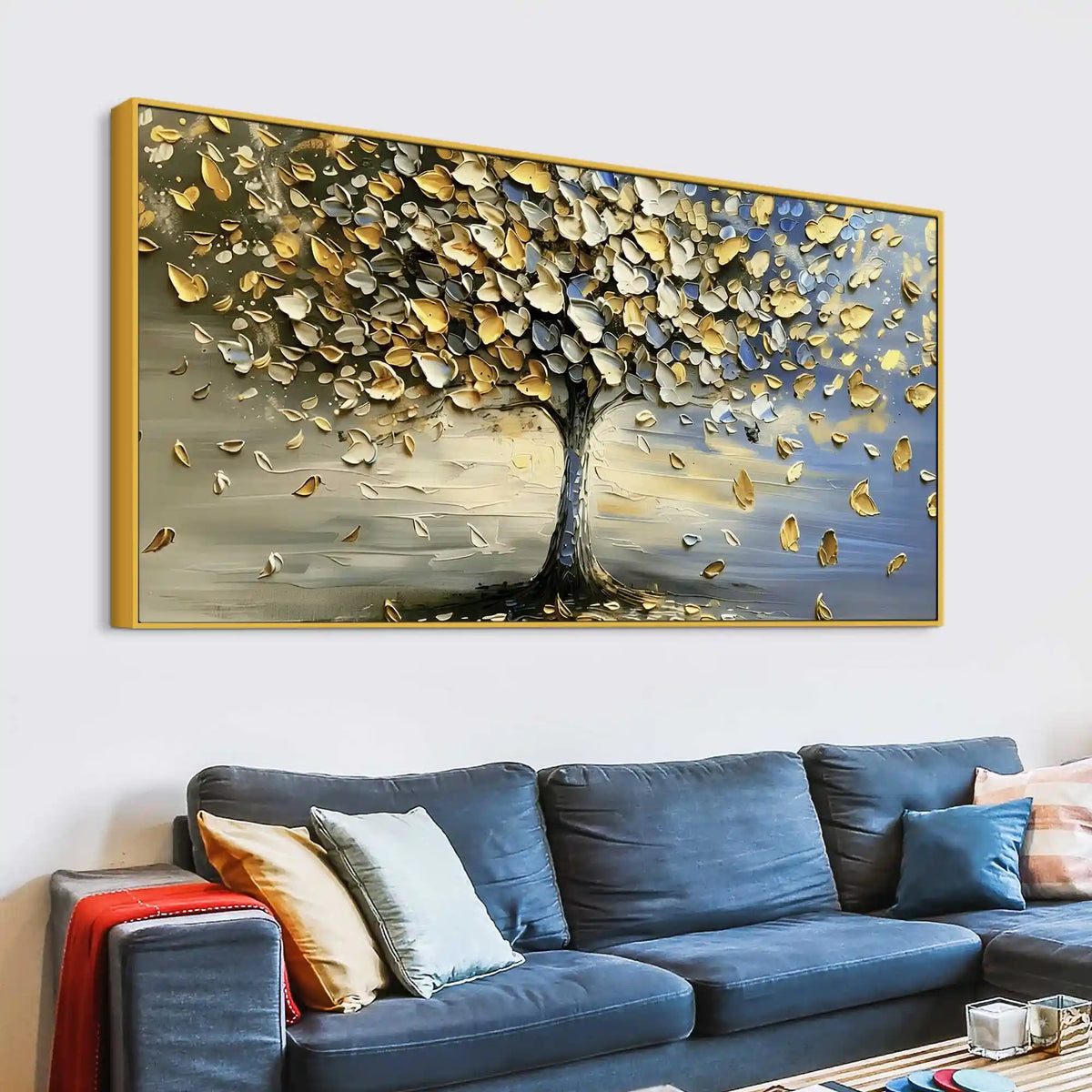 Wide Abstract Tree Canvas Painting for Wall Art Decoration