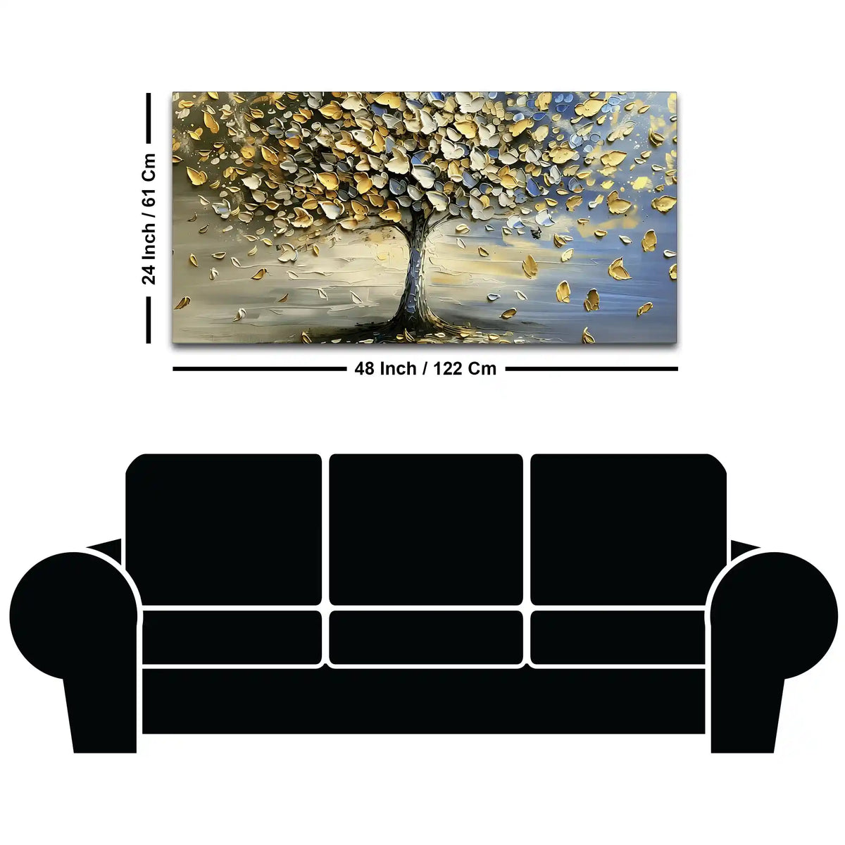 Wide Abstract Tree Canvas Painting for Wall Art Decoration