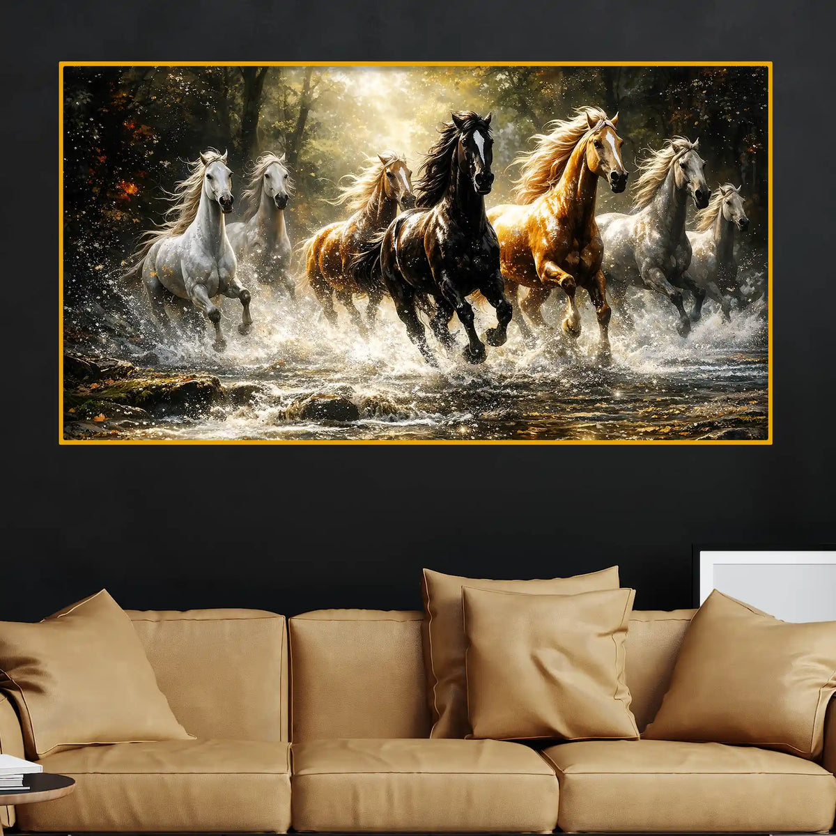 Wild Running Horses Crystal Glass Wall Painting