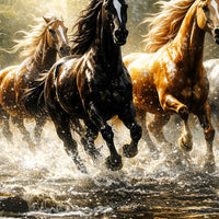 Wild Running Horses Crystal Glass Wall Painting
