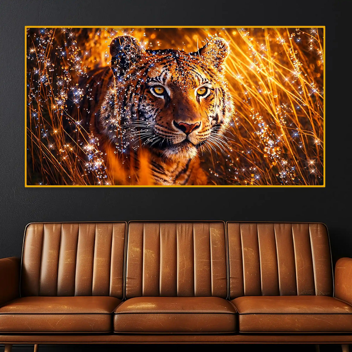 Wild Tiger Premium Designer Crystal Glass Wall Painting