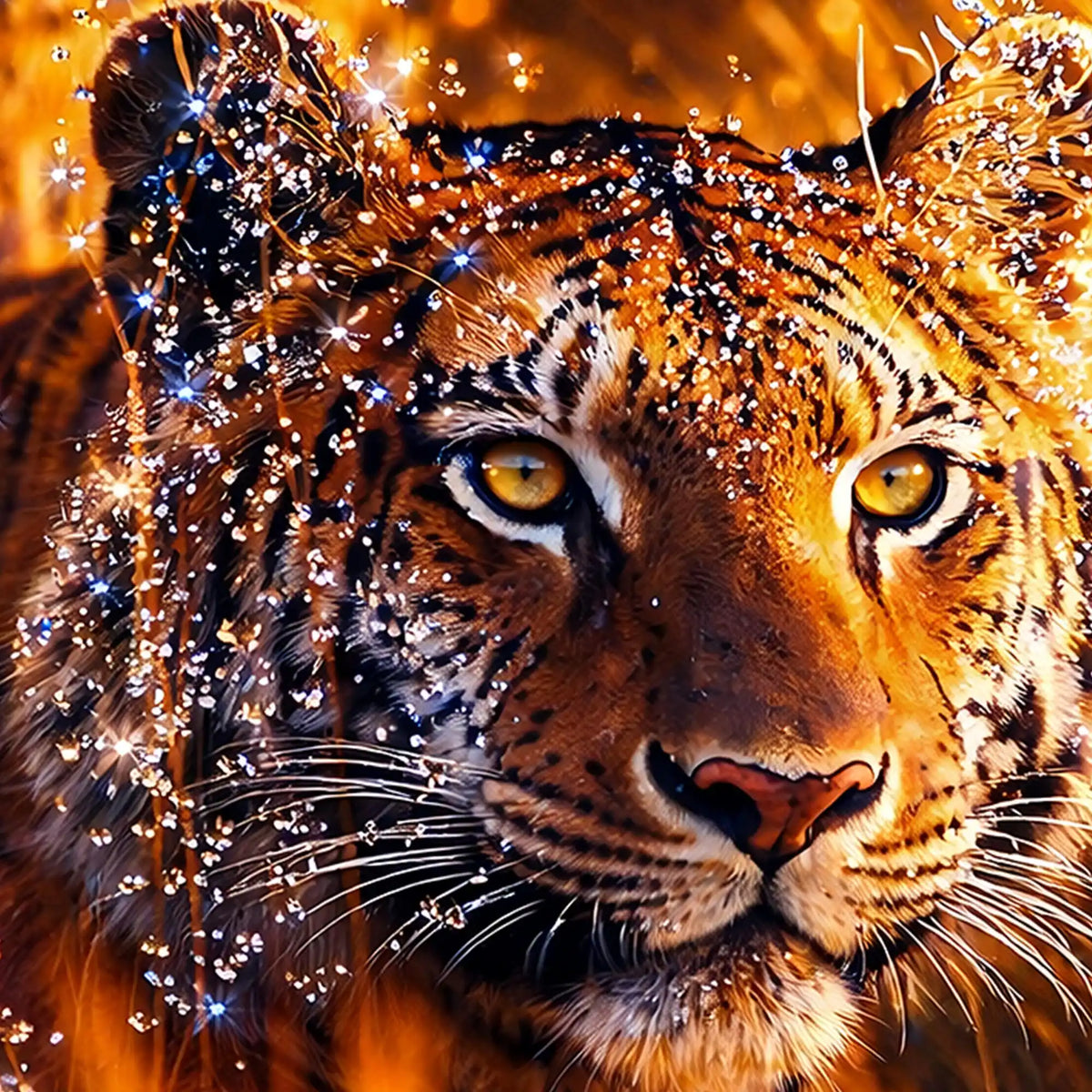 Wild Tiger Premium Designer Crystal Glass Wall Painting