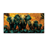 Wildlife Elephant with Gold Splash Effect Canvas Wall Painting