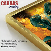 Wildlife Elephant with Gold Splash Effect Canvas Wall Painting