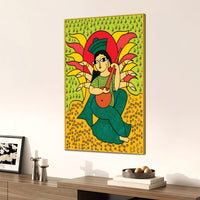 Woman Playing Veena Canvas Painting | Indian Home Wall Art
