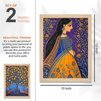 Woman & Tree of Life Indian Folk Art Wall Frame Set of Four