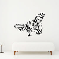 Women Pouring Wine Line Art Metal Wall Artwork Decor
