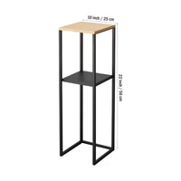 Wood Pedestal 2-Tier Square Shape Black Stand End Side Table