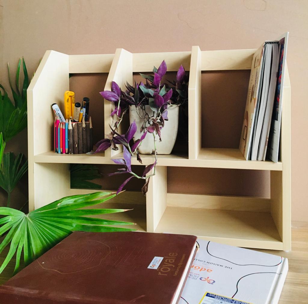 Wooden Desk File Organizer | Multi-Slot Document Storage Rack