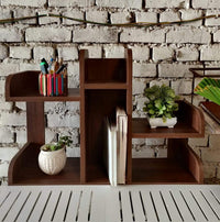 Wooden Desktop Book Rack with Multi Storage Shelves
