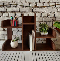 Wooden Desktop Book Rack with Multi Storage Shelves