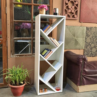 Zig Zag Wooden Bookshelf| Space Saving Floor Standing Bookshelf