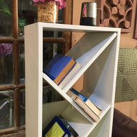Zig Zag Wooden Bookshelf| Space Saving Floor Standing Bookshelf